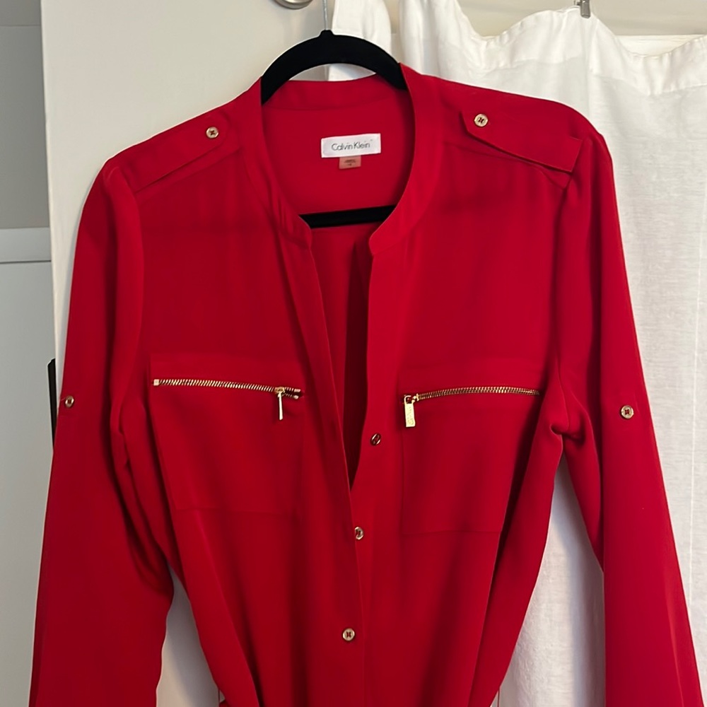 Shirt dress with belt